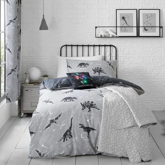 Dunelm Black Space Dinosaur Single Duvet Cover and Pillowcase Set Duvet Cover Sets, Reversible, Printed 1 Dunelm Black Space Dinosaur Single Duvet Cover and Pillowcase Set Duvet Cover Sets, Reversible, Printed