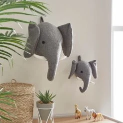 Dunelm Elephant Wall Head Cotton, Boho, Patterned