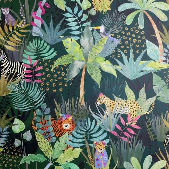 Arthouse Hidden Jungle Emerald Wallpaper Kids, Paper 2 Arthouse Hidden Jungle Emerald Wallpaper Kids, Paper - Image 2