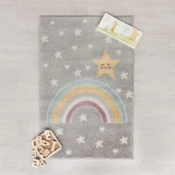 Flair Rainbow Star Rug Kids, Polypropylene, Rugs