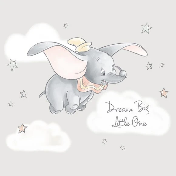 Disney Dumbo Wall Mural Kids, Paper, Grey 2 Disney Dumbo Wall Mural Kids, Paper, Grey - Image 2