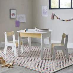 Dunelm Kids White Table and Chair Set Plain, Kids Tables, Wood