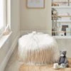 Dunelm Kids Skylar Ivory Mongolian Faux Fur Lounger Acrylic, Beanbags