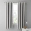 Dunelm Mini Waffle Grey Blackout Eyelet Curtains Plain, Light Grey, Cotton