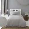 Dunelm Mini Waffle Grey 100% Cotton Duvet Cover and Pillowcase Set Duvet Cover Sets, Light Grey, Little Safari