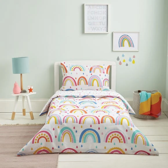 Elements Rainbow Reversible 100% Cotton Cot Bed / Toddler Duvet Cover and Pillowcase Set Patterned, Duvet Cover Sets 1 Elements Rainbow Reversible 100% Cotton Cot Bed / Toddler Duvet Cover and Pillowcase Set Patterned, Duvet Cover Sets