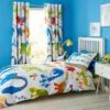 Catherine Lansfield Dino-Saw Easy Care Single Duvet Cover and Pillowcase Set Polycotton, Reversible, Duvet Cover Sets