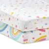Elements Rainbow Geometric Pack of 2 100% Cotton Fitted Sheets 14cm, MultiColoured