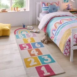 Dunelm Rainbow Hopscotch Runner Kids, Cotton, Runners