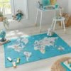 Dunelm My World Map Rug Kids, Polyester, Rugs