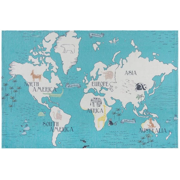 Dunelm My World Map Rug Kids, Polyester, Rugs 2 Dunelm My World Map Rug Kids, Polyester, Rugs - Image 2