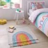 Dunelm Rainbow Tassel Square Rug Rugs, Kids, Cotton