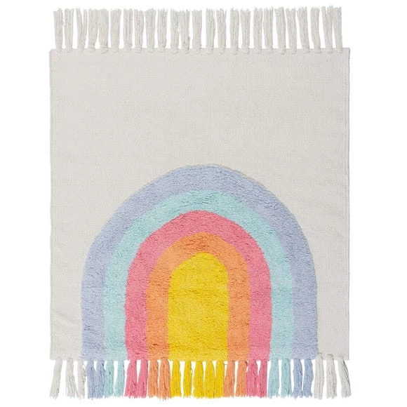 Dunelm Rainbow Tassel Square Rug Rugs, Kids, Cotton 2 Dunelm Rainbow Tassel Square Rug Rugs, Kids, Cotton - Image 2
