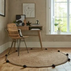 Dunelm Jute Pom Pom Circle Rug Plain, Natural History Museum Modern Skandi, Rugs -All Kids And Nursery Sales 2024 30731719