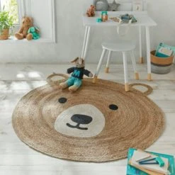 Dunelm Jute Bear Circle Rug Kids, Rugs, Natural History Museum Modern Skandi