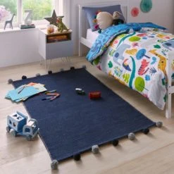 Dunelm Reversible Pom Pom Rug Rugs, Natural History Museum Modern Skandi, Cotton -All Kids And Nursery Sales 2024 30731730