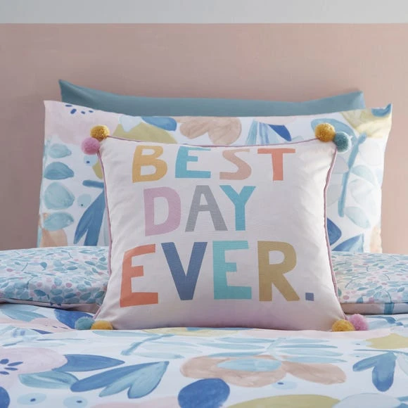 Dunelm Best Day Ever Cushion Printed, Cotton, Kids Cushion 1 Dunelm Best Day Ever Cushion Printed, Cotton, Kids Cushion