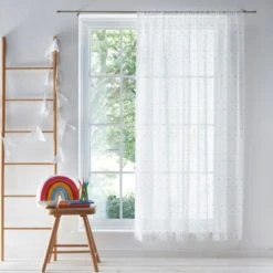 Dunelm Clipped Multicoloured Voile Voile Panels, Spotted, Polyester