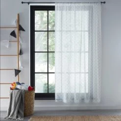 Dunelm Clipped Black Voile Spotted, Polyester, Voile Panels