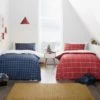 Dunelm Twin Pack Checked 100% Cotton Reversible Duvet Cover and Pillowcase Set MultiColoured, Duvet Cover Sets