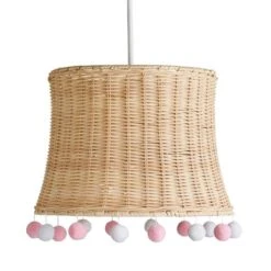 Dunelm Fiesta Rattan Pom Pom Easy Fit Pendant Shade Boho, Light Shades, Fabric -All Kids And Nursery Sales 2024 30732595 alt05