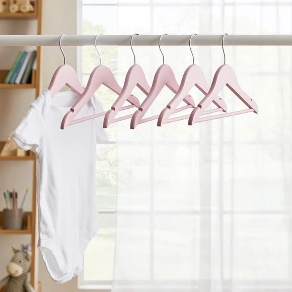 Dunelm Pack of 6 Kids Wooden Hangers Metal, Plain 6 Dunelm Pack of 6 Kids Wooden Hangers Metal, Plain - Image 6