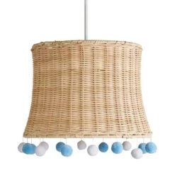 Dunelm Fiesta Rattan Pom Pom Easy Fit Pendant Shade Boho, Light Shades, Fabric -All Kids And Nursery Sales 2024 30734618 alt05