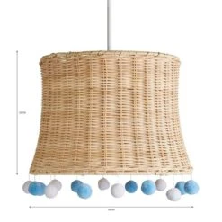 Dunelm Fiesta Rattan Pom Pom Easy Fit Pendant Shade Boho, Light Shades, Fabric -All Kids And Nursery Sales 2024 30734618 alt07