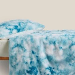 Dunelm Blue Tie Dye Ombre Faux Fur Duvet Cover and Pillowcase Set Reversible, Polyester, Patterned -All Kids And Nursery Sales 2024 30735024 alt04