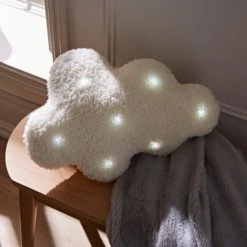 Dunelm White Light Up Cloud Cushion Kids Cushion, Polyester