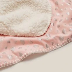 Dunelm Pink Heart Foil Printed Sherpa Blanket Hearts, Polyester, Blankets & Throws -All Kids And Nursery Sales 2024 30735605 alt03