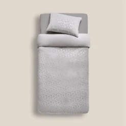 Dunelm Grey Foil Stars Fleece Duvet Cover and Pillowcase Set Polyester, Super Soft Teddy, Duvet Cover Sets -All Kids And Nursery Sales 2024 30735607 alt04