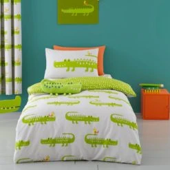 Cosatto Crocodile Smiles 100% Cotton Reversible Duvet Cover and Pillowcase Set Printed, Animals, MultiColoured