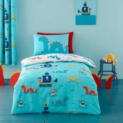 Cosatto Sea Monsters 100% Cotton Reversible Duvet Cover and Pillowcase Set Printed, MultiColoured, Animals
