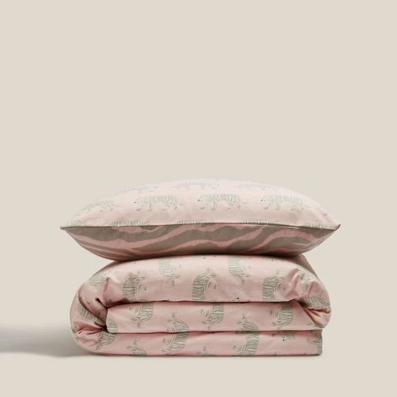 Dunelm Tao the Tiger 100% Brushed Cotton Reversible Duvet Cover and Pillowcase Set Animals, Duvet Cover Sets, Light Pink 4 Dunelm Tao the Tiger 100% Brushed Cotton Reversible Duvet Cover and Pillowcase Set Animals, Duvet Cover Sets, Light Pink - Image 4