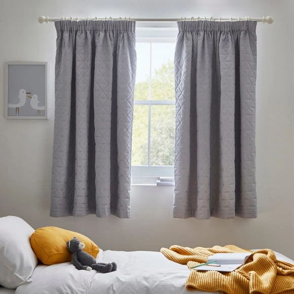Dunelm Pinsonic Quilted Cloud Blackout Pencil Pleat Curtains Kids, Polyester, Grey 1 Dunelm Pinsonic Quilted Cloud Blackout Pencil Pleat Curtains Kids, Polyester, Grey