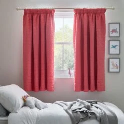Dunelm Pinsonic Quilted Unicorn Pink Blackout Pencil Pleat Curtains Polyester, Kids