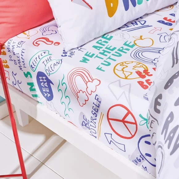 Born To Be Brave 100% Organic Cotton Fitted Sheet Printed, MultiColoured, Fitted Sheets 1 Born To Be Brave 100% Organic Cotton Fitted Sheet Printed, MultiColoured, Fitted Sheets