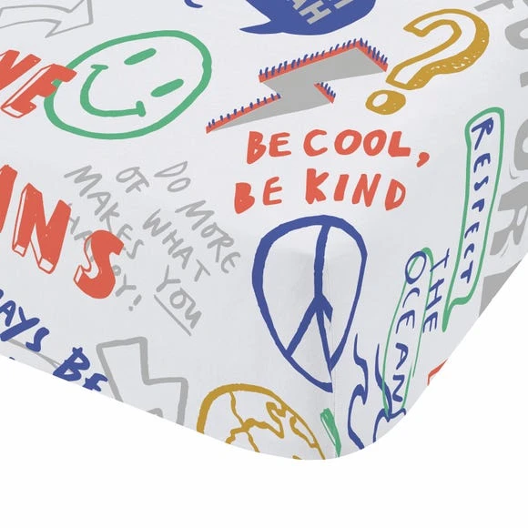 Born To Be Brave 100% Organic Cotton Fitted Sheet Printed, MultiColoured, Fitted Sheets 2 Born To Be Brave 100% Organic Cotton Fitted Sheet Printed, MultiColoured, Fitted Sheets - Image 2