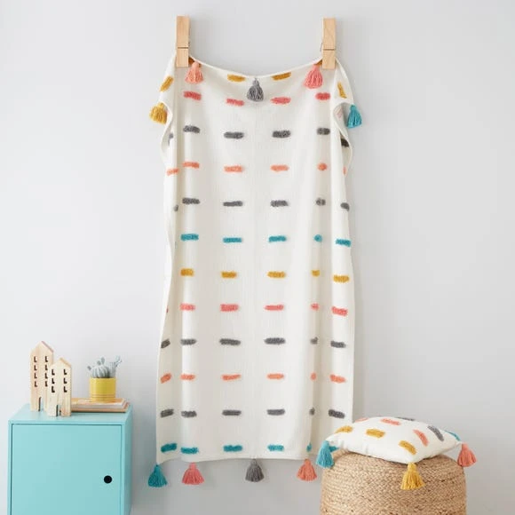 Dunelm Multi Tufted Dashes Throw Blankets & Throws, Cotton, Geometric 1 Dunelm Multi Tufted Dashes Throw Blankets & Throws, Cotton, Geometric