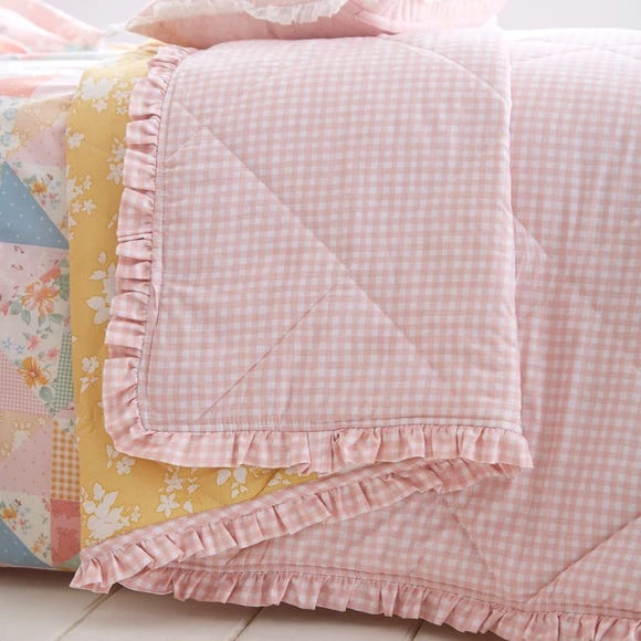 Dunelm Country Patchwork Ruffle Gingham Bedspread Patterned, Cotton, Kids 2 Dunelm Country Patchwork Ruffle Gingham Bedspread Patterned, Cotton, Kids - Image 2