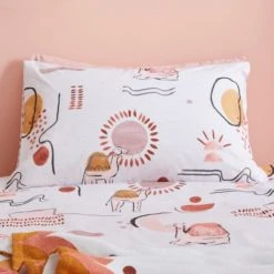 Dunelm Boho Desert 100% Cotton Duvet Cover and Pillowcase Set Pink, Kids, Abstract -All Kids And Nursery Sales 2024 30747300 alt02