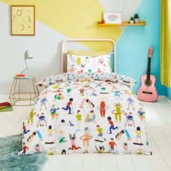 Dunelm Young Minds Keep Active 100% Cotton Duvet Cover and Pillowcase Set Kids, Patterned, Duvet Cover Sets