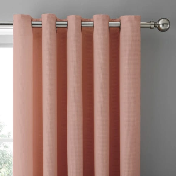 Dunelm Mini Waffle Terracotta Blackout Eyelet Curtains Cotton, Plain 1 Dunelm Mini Waffle Terracotta Blackout Eyelet Curtains Cotton, Plain