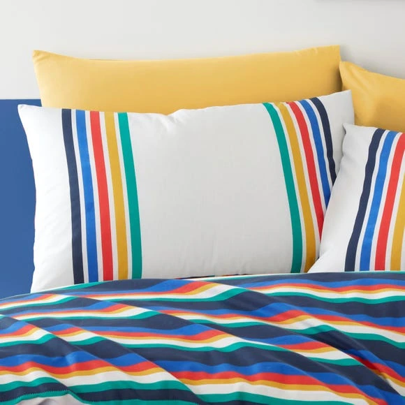 Dunelm Retro Stripe 100% Cotton Duvet Cover and Pillowcase Set Striped, Reversible, MultiColoured 3 Dunelm Retro Stripe 100% Cotton Duvet Cover and Pillowcase Set Striped, Reversible, MultiColoured - Image 3