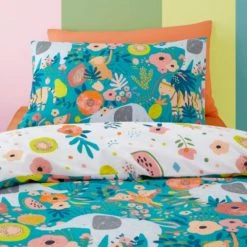 Dunelm Jungle Carnival 100% Cotton Duvet Cover and Pillowcase Set Duvet Cover Sets, Teal (Green), Kids -All Kids And Nursery Sales 2024 30747612 alt02