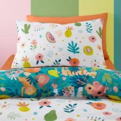 Dunelm Jungle Carnival 100% Cotton Duvet Cover and Pillowcase Set Duvet Cover Sets, Teal (Green), Kids -All Kids And Nursery Sales 2024 30747612 alt03