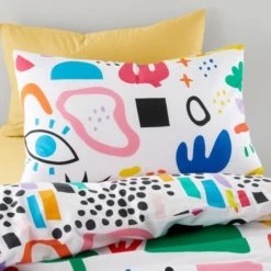 Dunelm Elements Abstract 100% Cotton Duvet Cover and Pillowcase Set Duvet Cover Sets, MultiColoured, Reversible -All Kids And Nursery Sales 2024 30747615 alt02