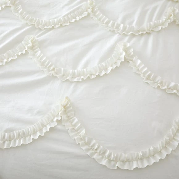 Dunelm Scallop Ruffle Duvet Cover and Pillowcase Set Kids, Duvet Cover Sets, Ivory 4 Dunelm Scallop Ruffle Duvet Cover and Pillowcase Set Kids, Duvet Cover Sets, Ivory - Image 4
