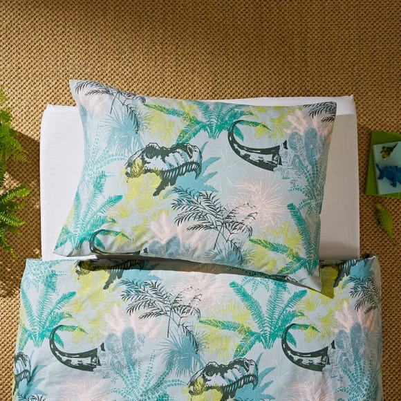 Natural History Museum All About T-Rex 100% Cotton Duvet Cover and Pillowcase Set Kids, Reversible, Green 3 Natural History Museum All About T-Rex 100% Cotton Duvet Cover and Pillowcase Set Kids, Reversible, Green - Image 3